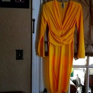 Yellow pencil dress